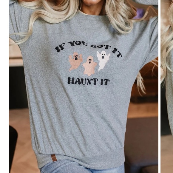 New Ampersand Avenue University Pullover Haunt It - Grey Size Medium - Picture 1 of 6